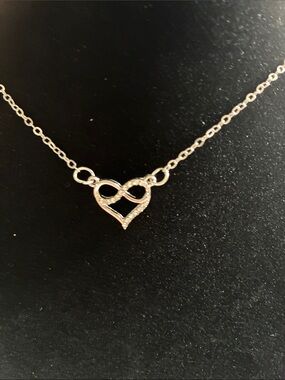 Silver Heart Infinity Pendant Necklace - Silver